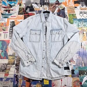 Billionaire Boys Club Denim Shirt Jacket Mens L‎ Blue Long Sleeve